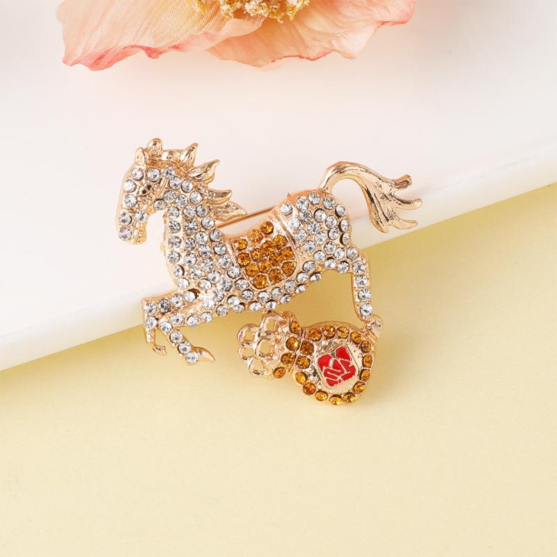 

Lucky Bag Zodiac Horse Brooches For Women Clothing Coat Party Accessries Gifts