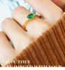Korean-Inspired Brass Ring Set with Oval Emerald Zircon: Unique Design for Couples