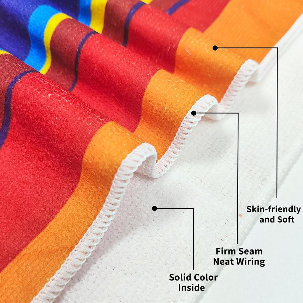 Microvezel Sneldrogende Strandhanddoek, Zandbestendig Waterabsorberende Handdoek, Draagbare Grote Bedrukte Handdoek voor Zwemmen & Vakantie aan Zee