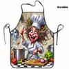 A Cute Chef Apron Featuring a Smiling Female Chef Print And a French Chef Hat Design - Made of Polyester, Suitable for Baking,