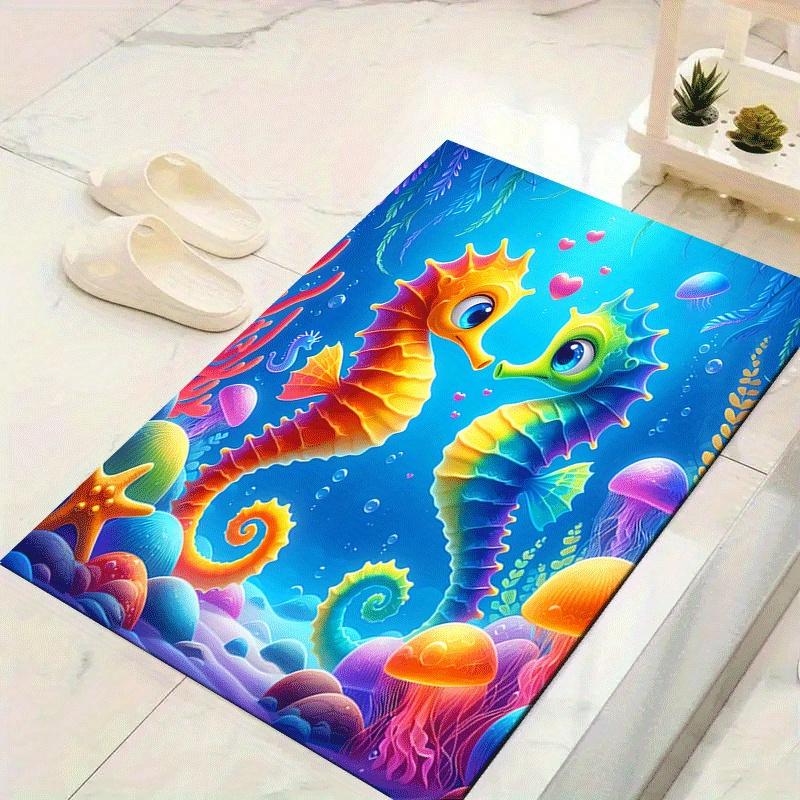 

1pc Seahorse Lovers Design Indoor Area Rug - Soft, Anti-Slip, and Durable Gaming Room Decor for Bedroom 60cm by 90cm
