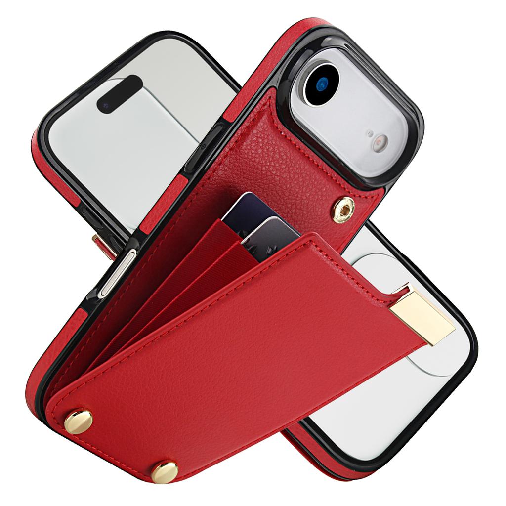For iPhone Air Case TPU + PU Leather Hardware Decor Phone Cover with Card Holder
