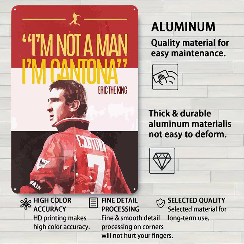 Eric Cantona Manchester Tinplate Signs Sport Poster Vintage Metal Plate Custom Metal Sign for Wall Art Decoration Bar Room Decor