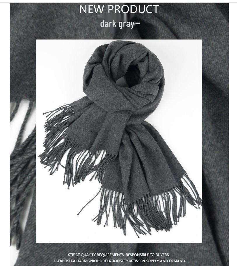 White Cashmere Scarf: Thickened, Solid Color, Versatile for Women & Men, Perfect for Autumn & Winter