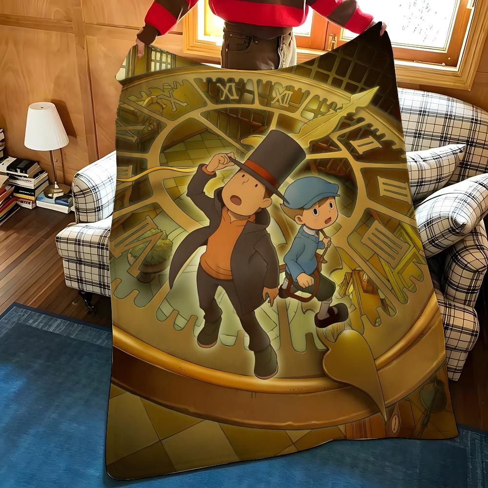 Game P-Professor L-Layton Throw Flannel Cozy Print Blanket, Portable, Durable Machine Washable Cute Cool