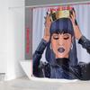 Crown African American Women Bathroom Shower Curtain Toilet Mat Set Waterproof Design For Elegant Home Decor