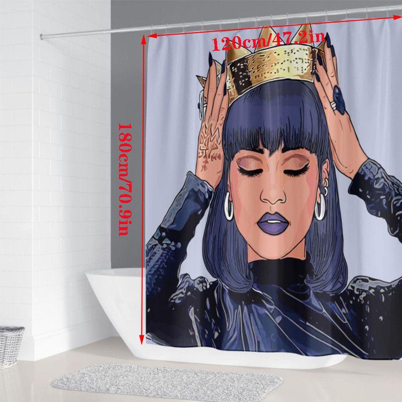 

Корона Афроамериканские Женщины Занавеска для Душа в Ванную Комнату Коврик для Туалета Водонепроницаемый Набор 120*180cm/47.2*70.9in