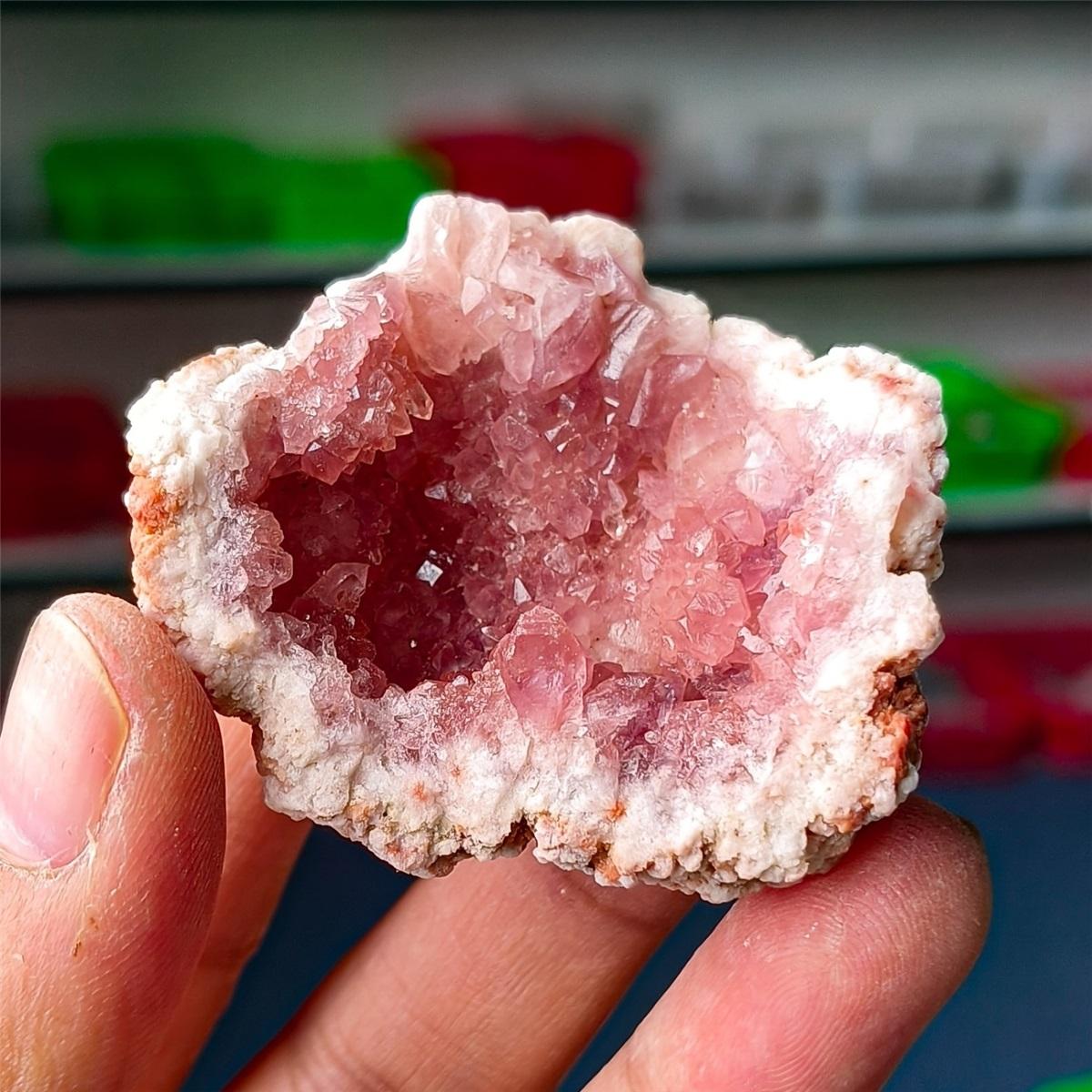 

1pc 10-100g Natural Argentina Pink Amethyst Geode, Crystal Cluster Mineral Specimen Healing Stone Home Decor Unique Gift 10-50g