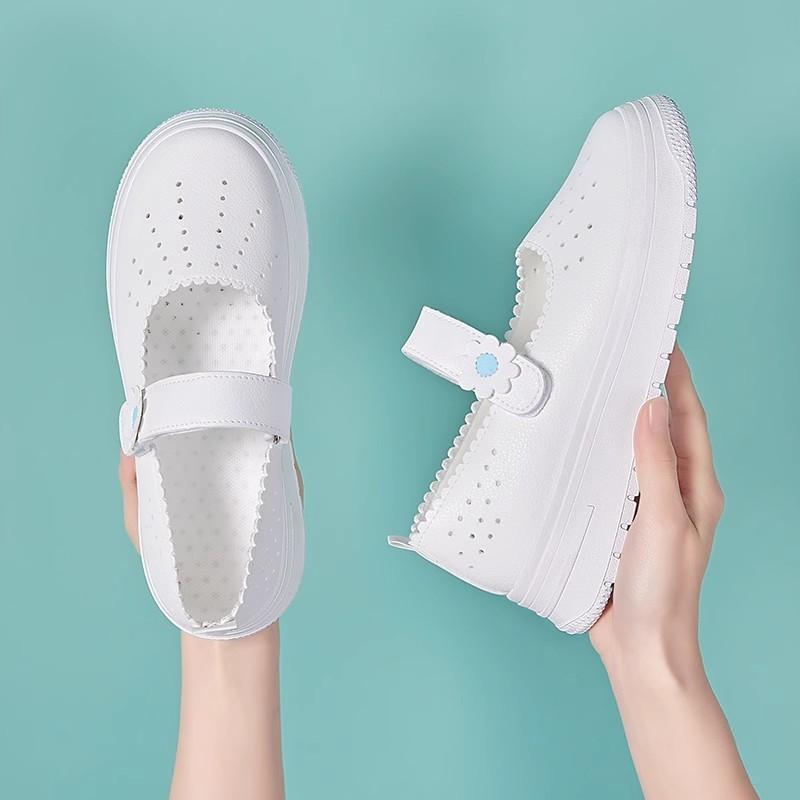 

Nurse shoes women s soft sole breathable height increase non-slip not tired feet summer hole sandals medical special white shoes 40 белый