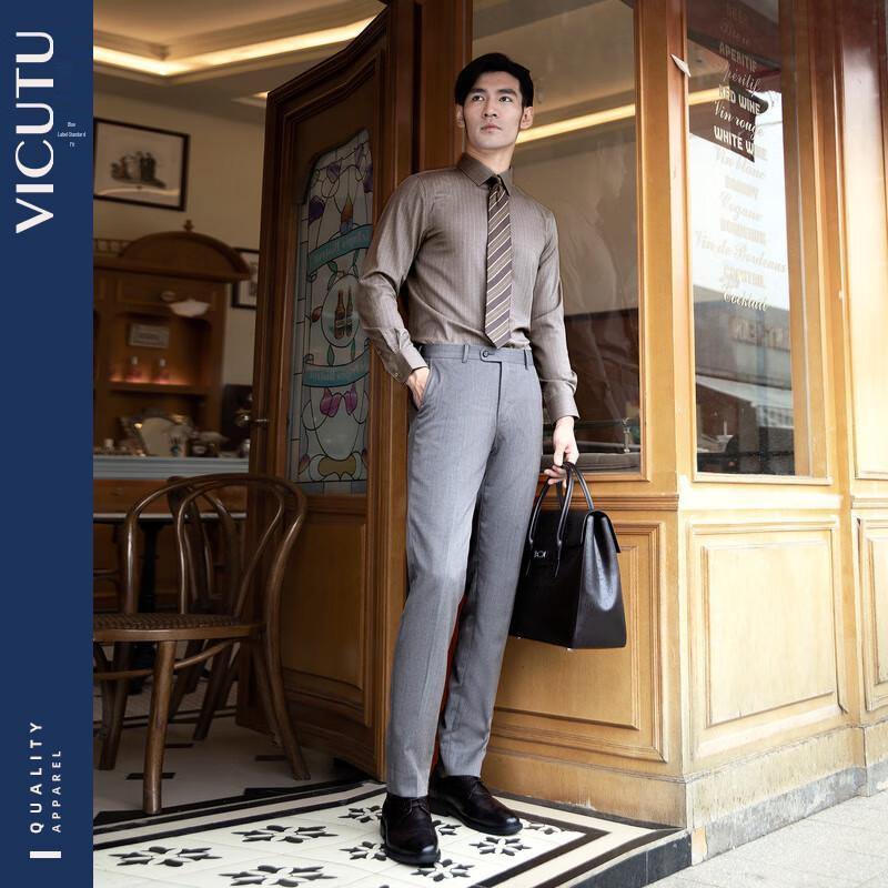 VICUTU Men s Long-Sleeve Business Casual Shirt M