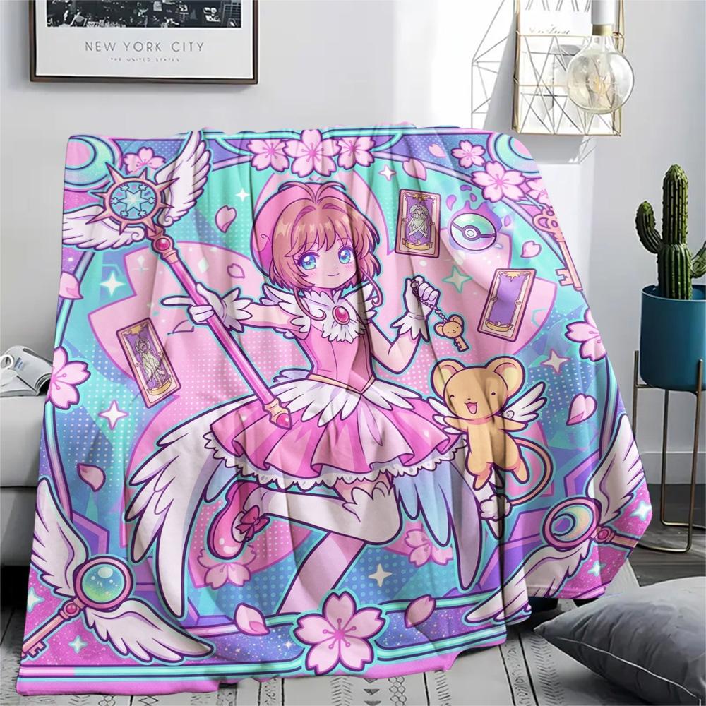 Cardcaptor Sakura Flannel Blanket Print Comfortable Warm Cozy Style for Indoor Bedroom Picnic Chair Sofa.-TING