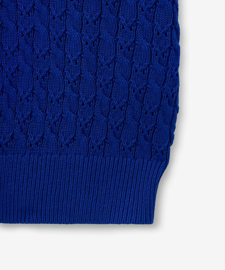 MINAV Strong Cotton Cable Punch Collar Knit [Cobalt Blue]