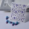 3D Embossed Valentine's Day Nail Stickers - Blue Wheat Ear Flower Design