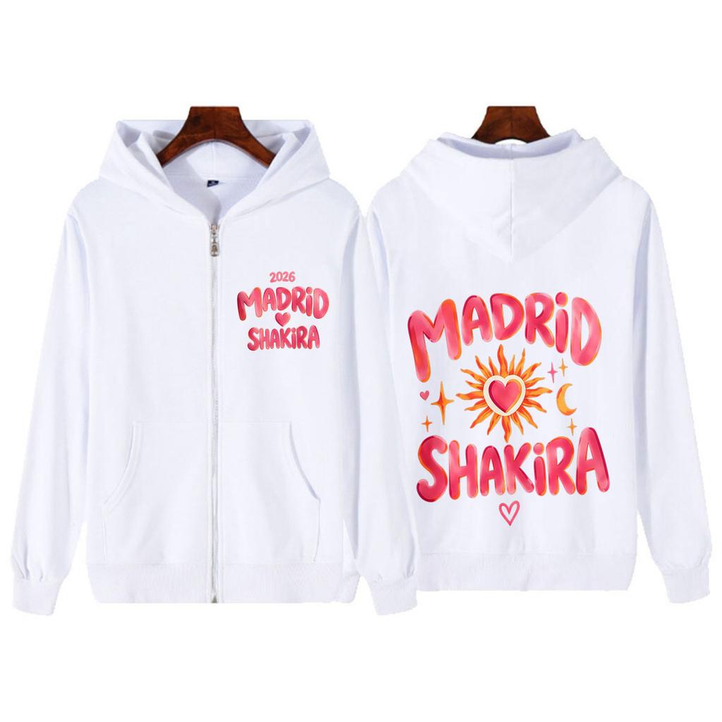 Shakira Las Mujeres Ya No Lloran Album  Tour Print Zipper Hoodie Men Women High Quality Long-sleeved Casual Zip Up Jacket