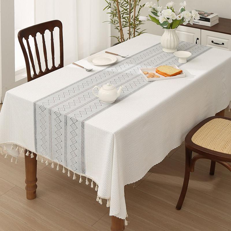Tablecloth, Thanksgiving Decoration, Bohemian American Style Beige Hollow Crochet Splicing Table Flag, Restaurant Table Cloth, Gift, Home Decoration