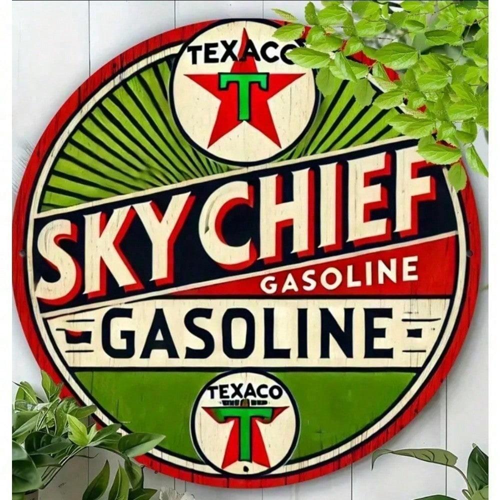 

Vintage Texaco Metal Sign Round Retro Wall Decor for Garage Man Cave Bar різнокольоровий