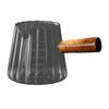 Glass Milk Frothing Cup 180Ml with Wooden Handle Double Measurement Lines and Pour Spout Espresso Shot Glass for Coffee Station Kitchen Tasks