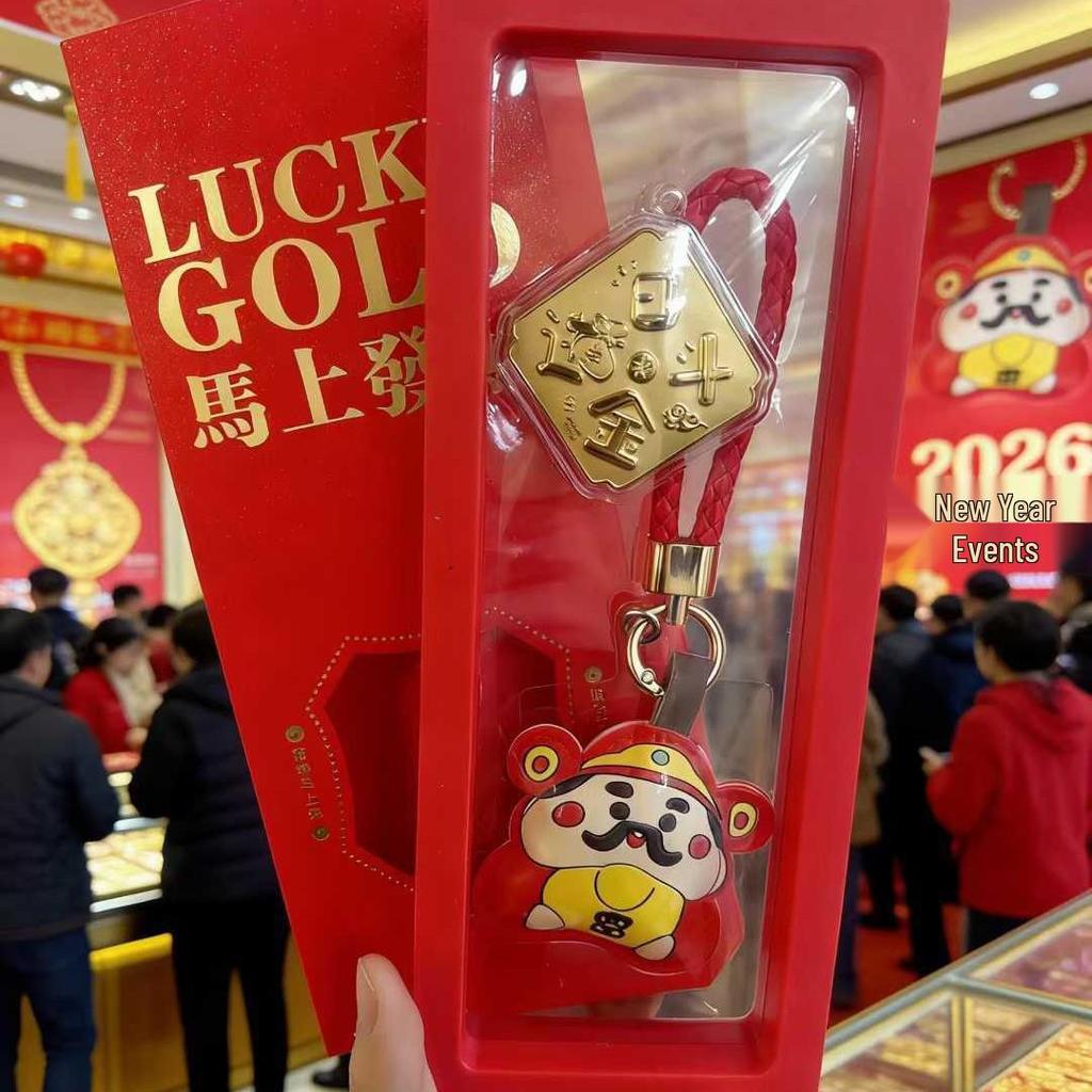 2026 24K Gold Money Keyring: Golden Princess Horse Pendant with Auspicious Words - Mobile Phone Charm Gift