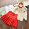 Baby Girl Clothes Set Sweet Outfits Autumn Winter Kids Girls Long Sleeve Knitted Embroidery Sweater + Skirt 2pcs Set