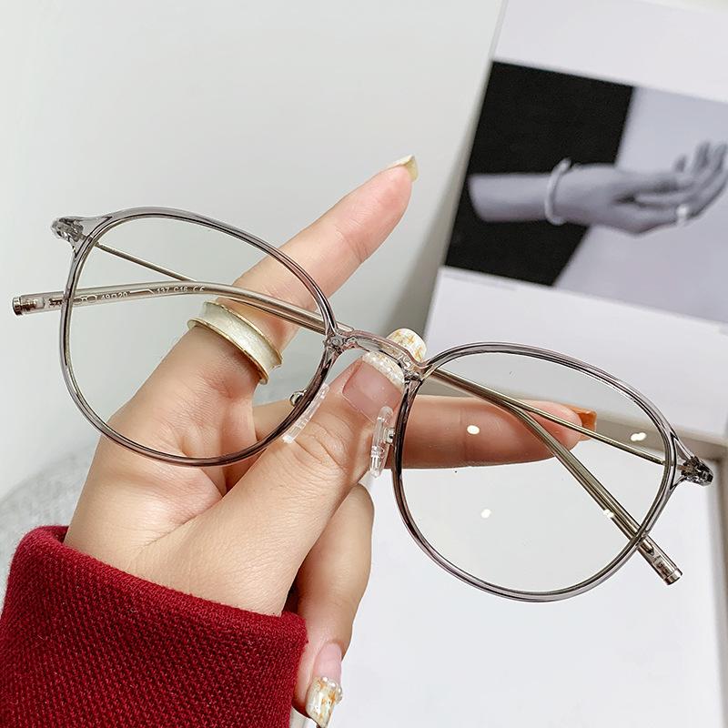 T7182 Round Thin Frame Light Myopia Glasses Frame Female Plain Makeup Literary Flat Mirror Male Tide