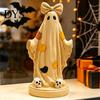 Fashionable Resin Collectibles Halloween Patchwork Ghost/Pumpkin Man Statue Ornament, Creative Desktop Figurine, Decorative Bookshelf Accents