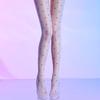 Elastic 5D Open Crotch Pantyhose Transparent Polka Dot Heart Silk Stockings Argyle Socks  Nightclub