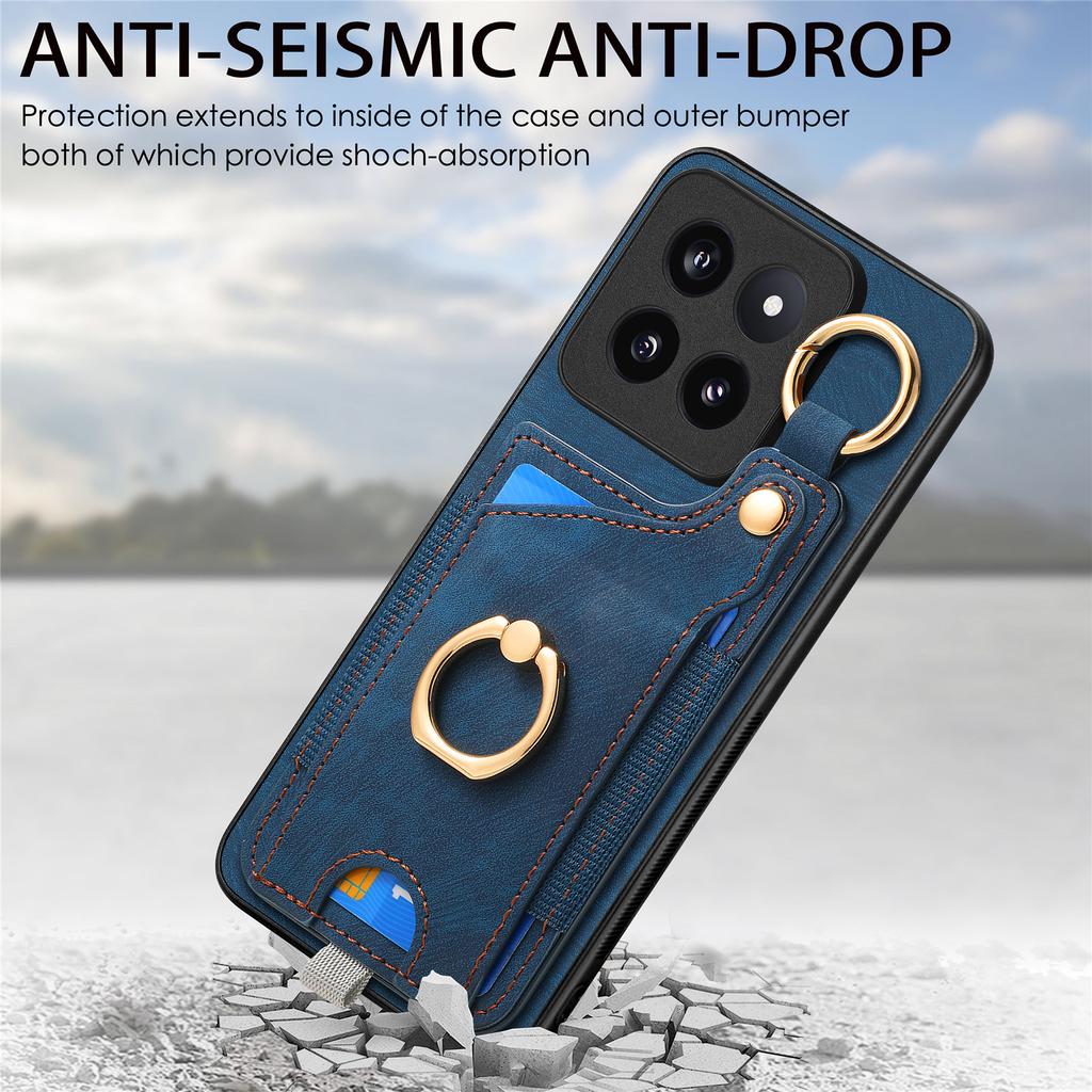 For Xiaomi 14 Pro Case Shockproof Retro Leather Phone Back Cover with Card Slot