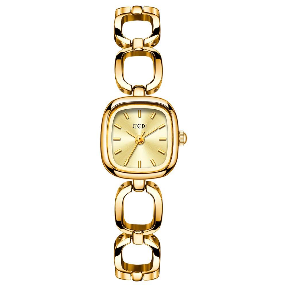 GEDI Luxury Woman Watches Skeleton Bracelet Type Elegant Square Small Dial Quartz Watch Ladies Quartz Watch Gifts