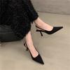 French bag head sandals high-heeled women's spring and summer 2025 new suede light mouth thin heel temperament with skirt cool single shoes