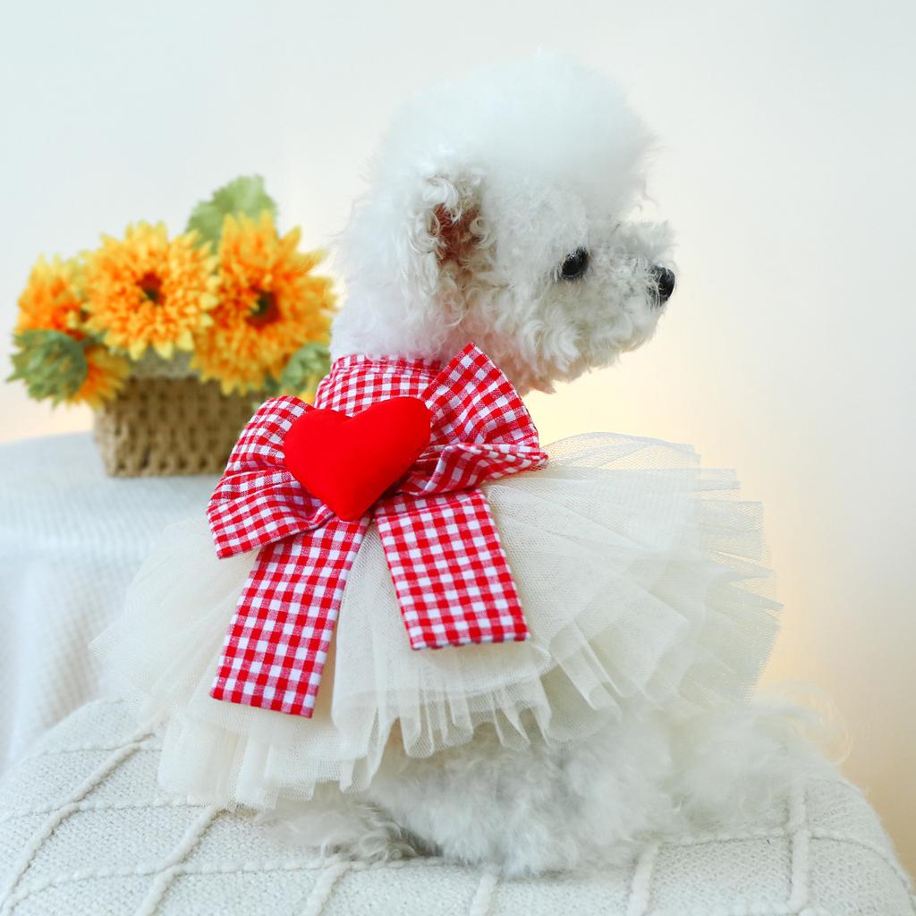 Brand New Pet Clothes Dog Cat Princess gauze skirt,Puppy heart-shaped fluffy skirt J114