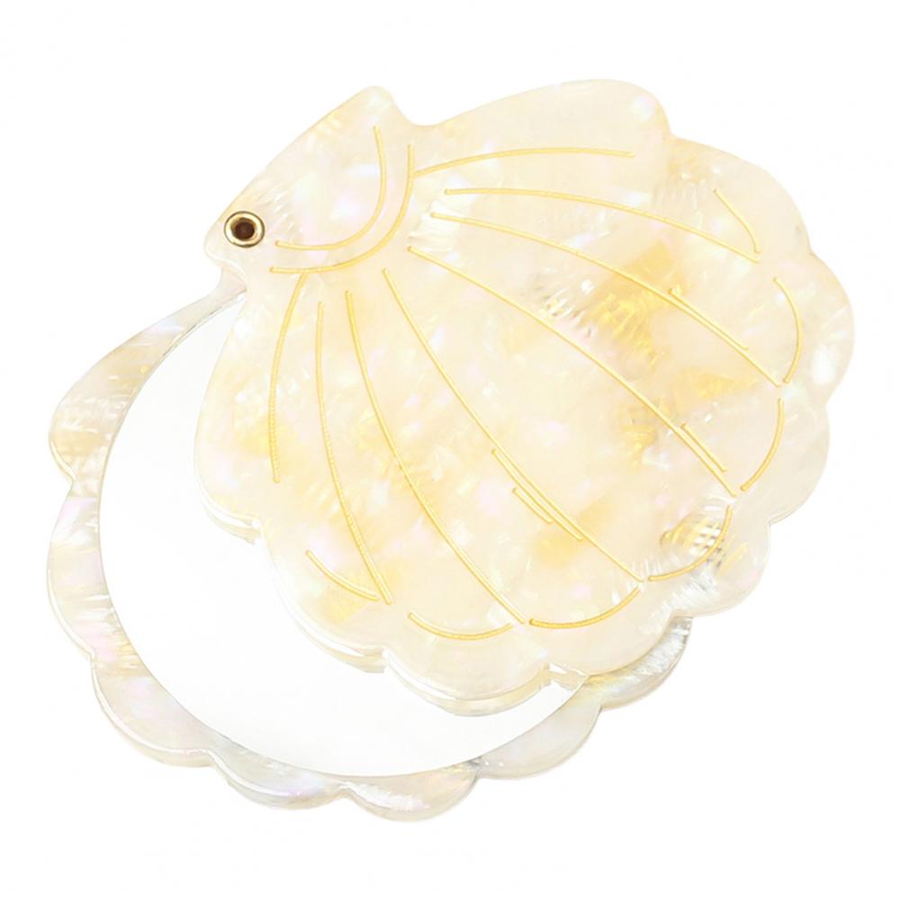 Espejo de Maquillaje de Concha de 7,5 cm Portátil de Viaje Plegable de Ácido Acético Espejo de Tocador Ligero para Mujeres Niñas Espejo Cosmético de Mano