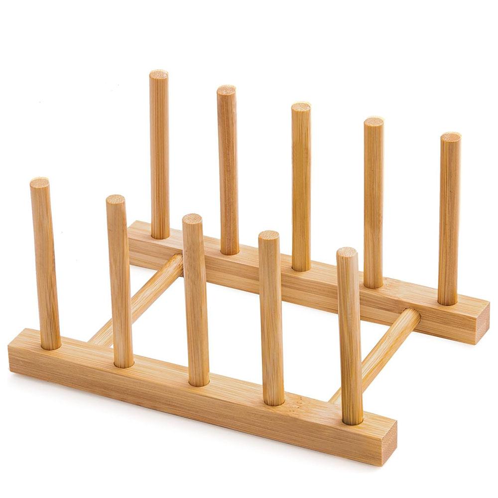 Bamboo Dish Drying Rack for Kitchen Counter and Cabinet, Dish/Book/Plate/Bowl/Cup/Cutting Board/Pot Lid Organizer for Kitchen