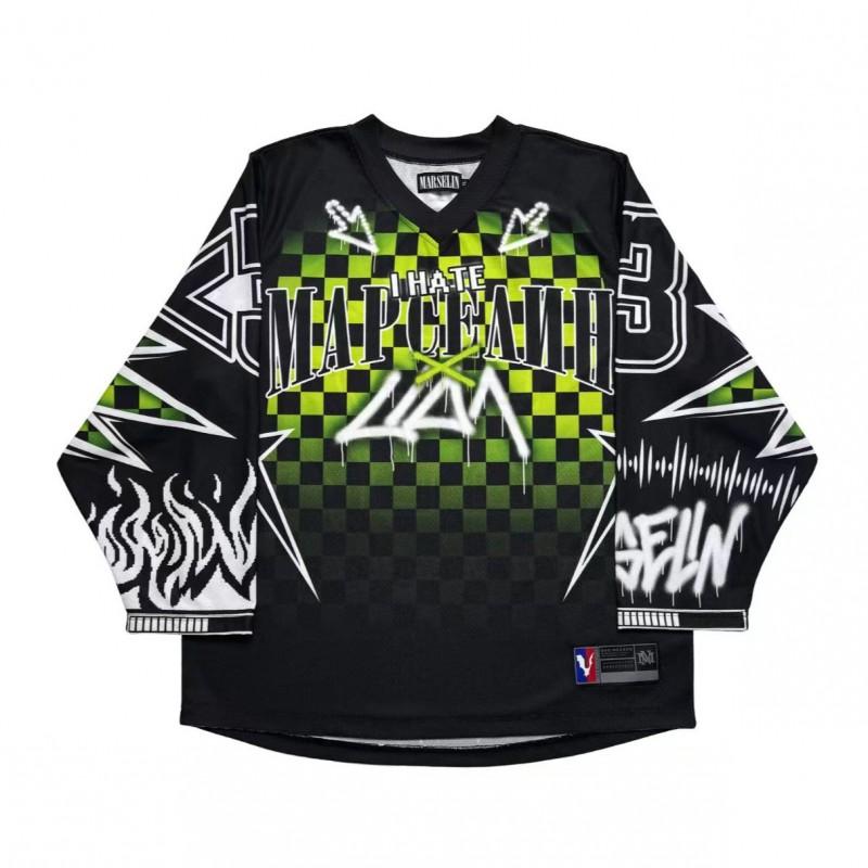 Vintage Hip Hop Graphic Print Loose Fit Long Sleeve T-Shirt Men Casual Streetwear