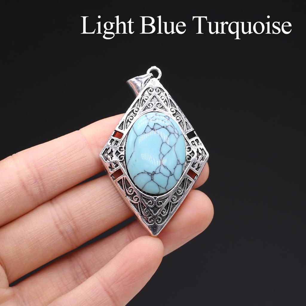 1 Stück, Reiki Heilkristall Anhänger, Europäischer und Amerikanischer Stil Handgefertigt Rhombus Naturstein Quarz Amethyst Edelstein Charms zur Schmuckherstellung DIY