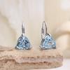 925 Sterling Silver Women's Earrings Natural Brazil Sky Blue Topaz Triangle 8.0mm Gemstones Fine Jewelry for Birthday Daily Wear