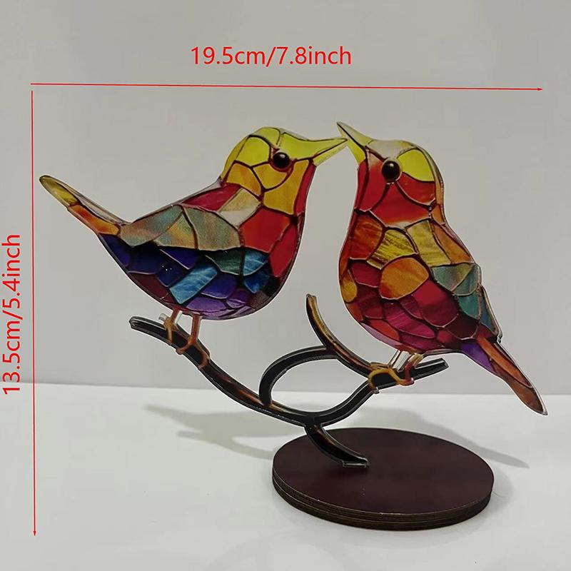 1 Stück Buntglas-Acryl-Vögel auf Ast Desktop-Ornamente Acrylmaterial