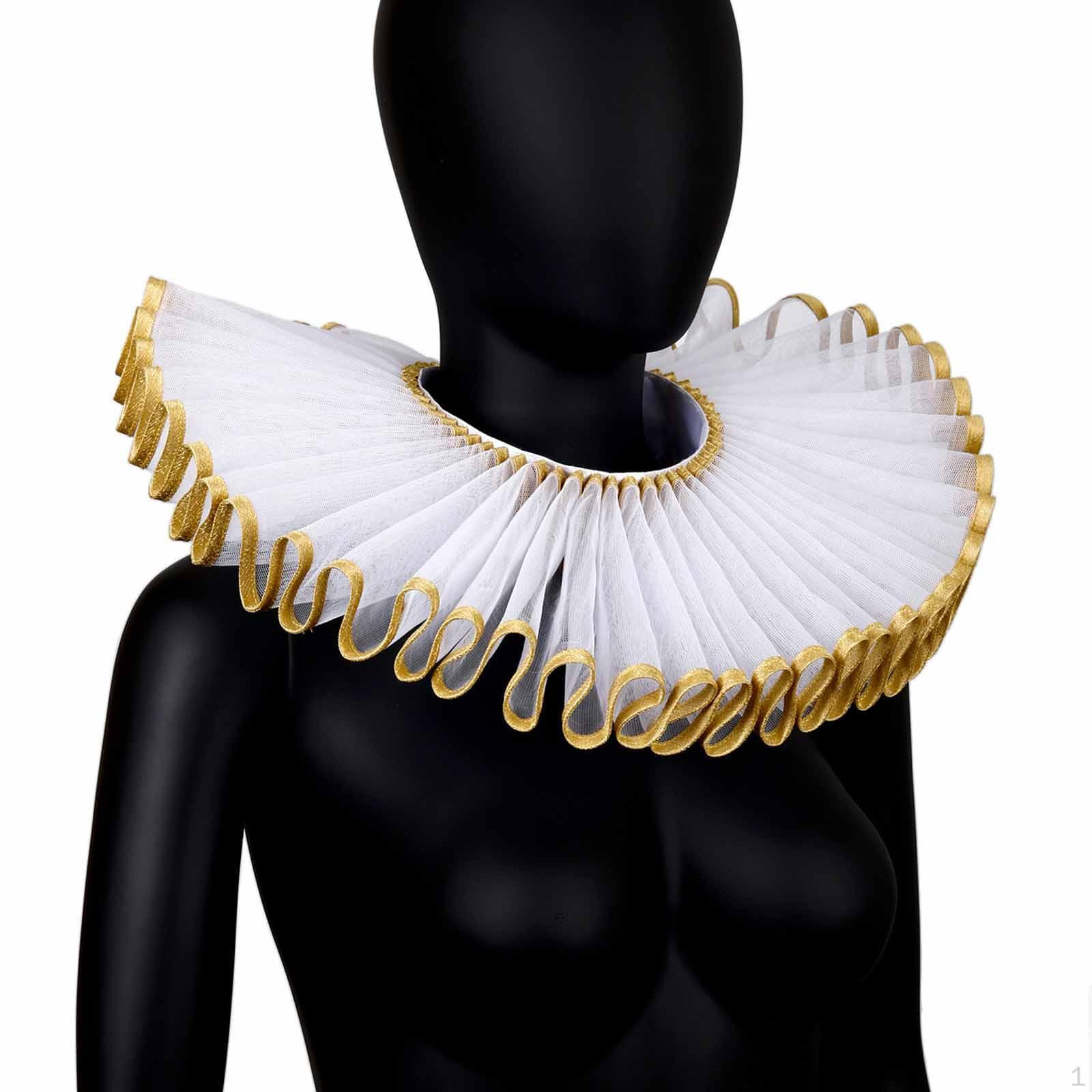 Елизаветинские клоунские съемные воротники с оборками для фотореквизита Gold White