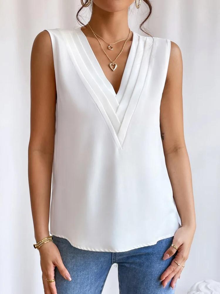 Women's Seasonal Women's T-shirt Women's Solid Color Casual Loose Sleeveless Top Casual Fashion Sleeveless Top