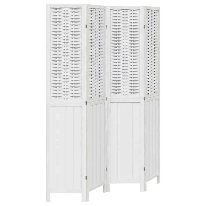 VidaXL Room Divider 4 Panels, Room Separator, Privacy Screen, Living Room Bedroom Screen, White Wood 358723