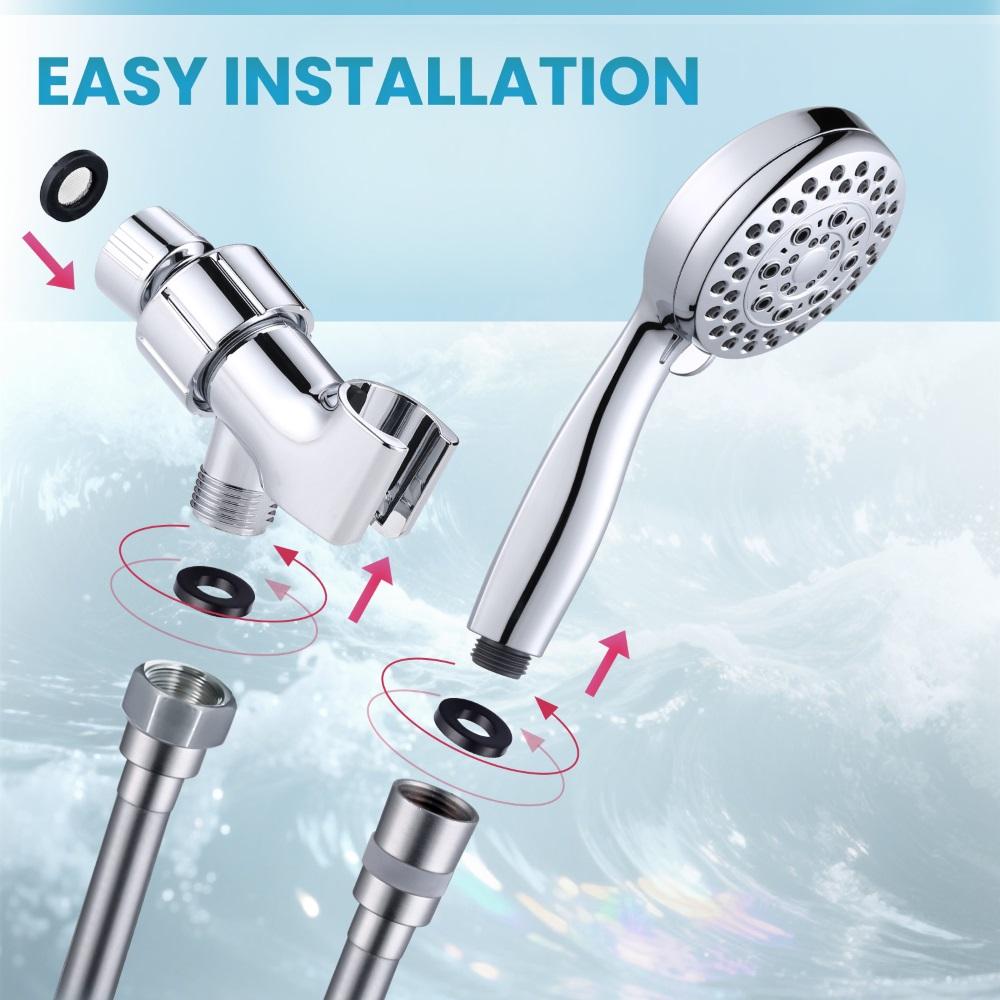 5 Functions Filtered Shower Head, Detachable Bathroom Handheld Shower Head with Holder High Pressure Hand Held Showerhead