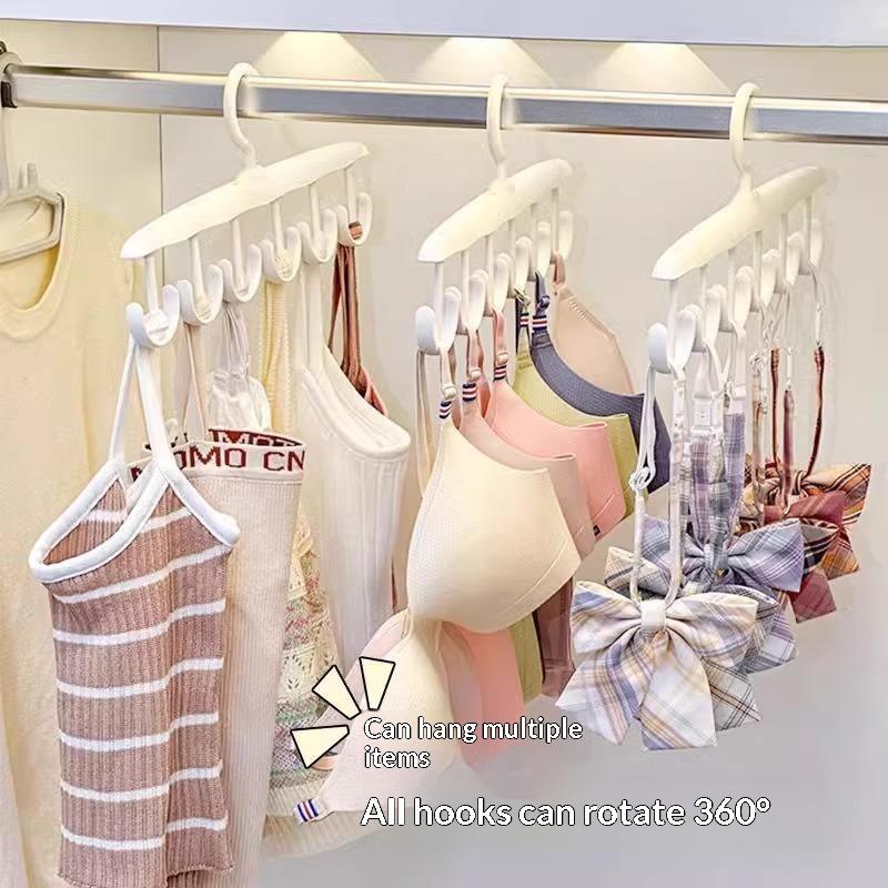 5Pcs Multi Hook Clothes Hanger With 360 Degree Rotating Hooks Space Saving Design For Storing Camisoles Bras Underwear In Closet
