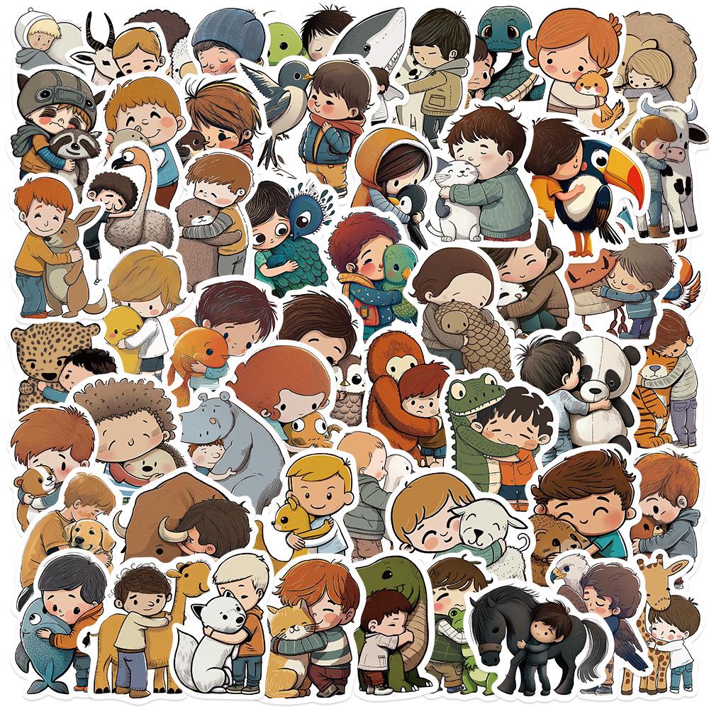 Sada samolepek divoké zvěře: Los, Alpaka, Panda & Lev