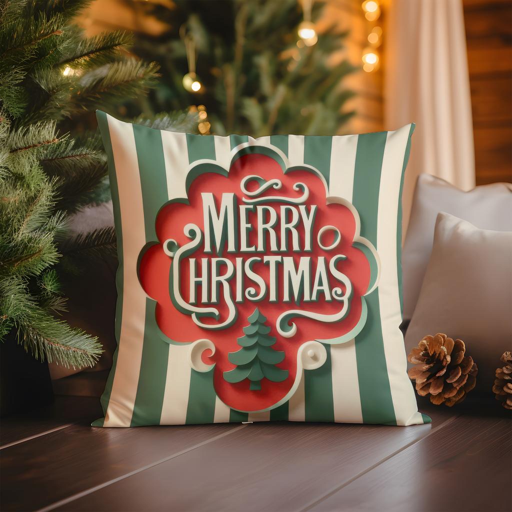 Home Decor Candy Cane Pattern Christmas Pillow For Decor Pattern Cushion Cover Suitable For Sofa Bedroom Car Pillow Cover