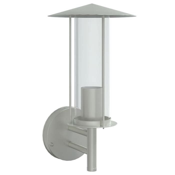 VidaXL Applique murale d'extérieur argenté acier inoxydable, éclairage mural d'extérieur, lampe murale de jardin, applique 4006244