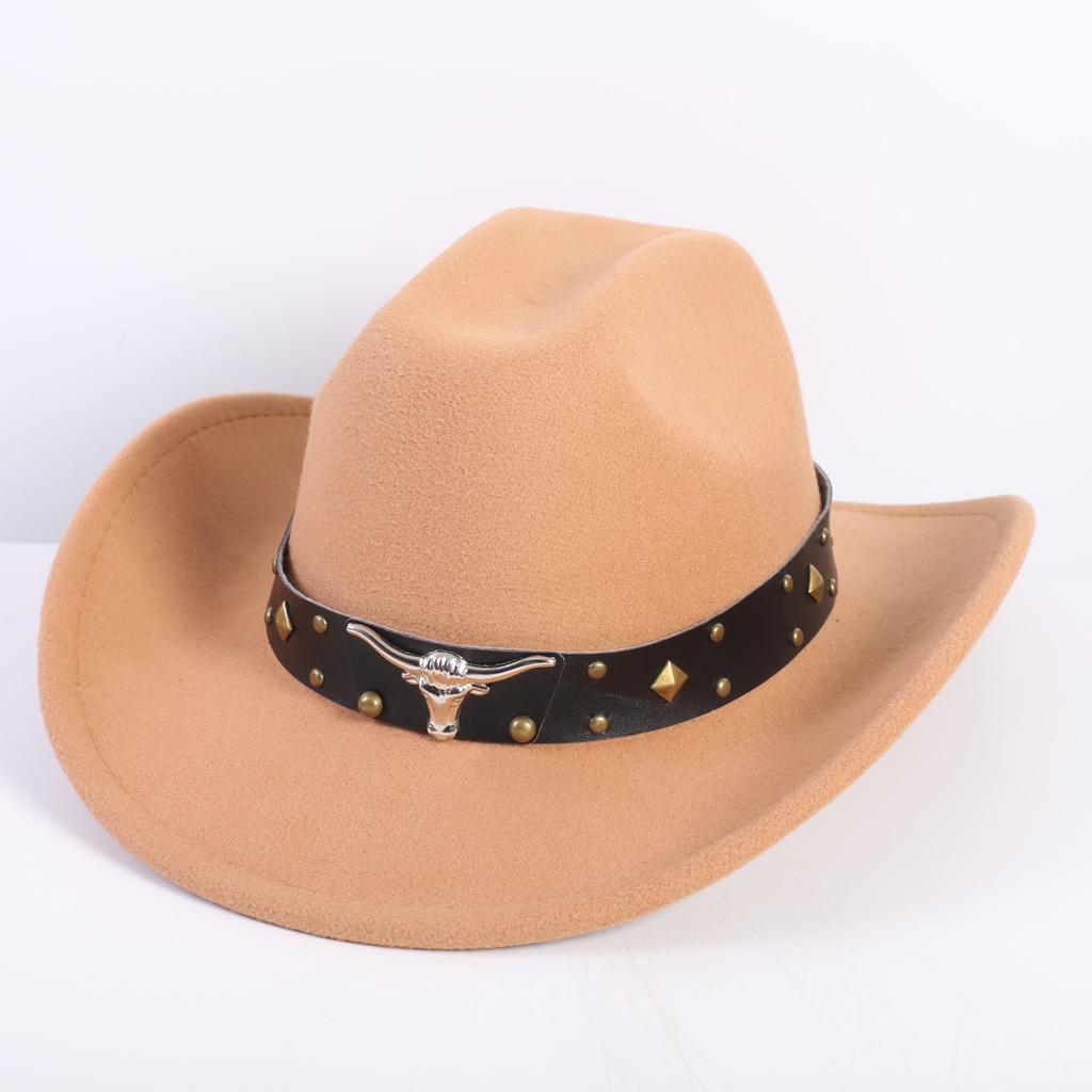 Popular European and American fashion OL style one-word cowboy hat men's and women's high-end top hat jazz hat felt hat