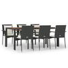 VidaXL 7-Piece Garden Dining Set and Cushions Black Wicker 3157967