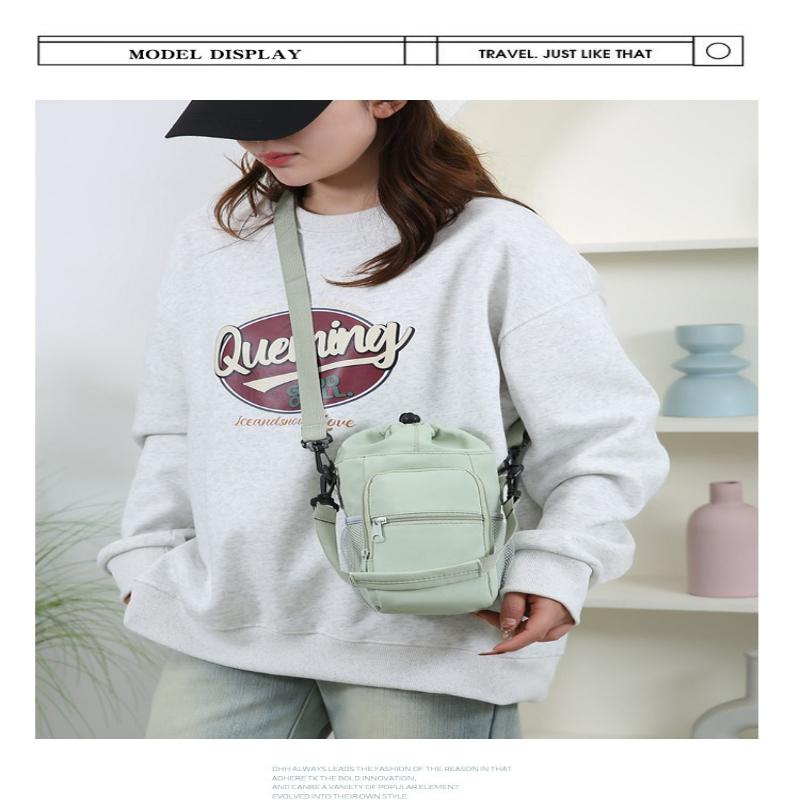 1Pc New Travel Water Cup Bag Multifunctional Outdoor Mobile Phone Shoulder Crossbody Bag Stylish Portable Drawstring Portable Bucket Bag