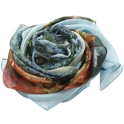 Silk Impressionist Claude Monet Cap Chiffon Silk Large Masterpiece Stole Gift [Anemos] 100% d'Antibes