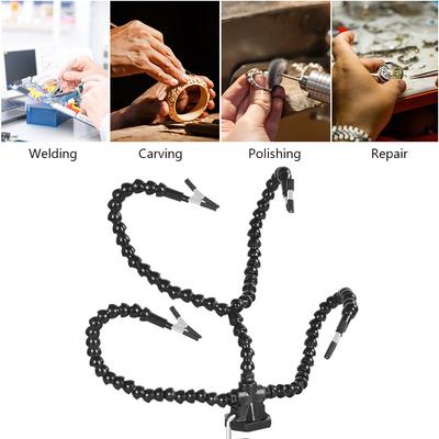 Outil Main Flexible pour Soudure de PCB Troisième Main avec 3 Bras Flexibles Base Stable sur Bureau Noir pour Soudure Assemblage Réparation Modélisme