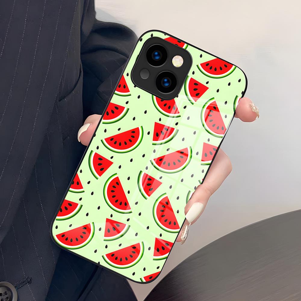 Cartoon Fruit Watermelon Phone Case For IPhone 17 Pro Max 15 Pro 16 14 Plus 12 13 Mini 11 Pro Shockproof Glass Cover
